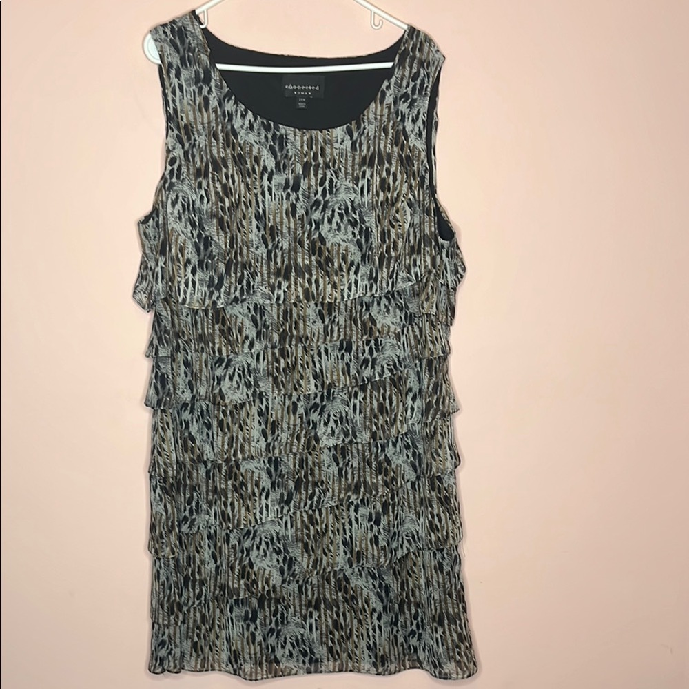 Connected Sleeveless Animal Print Layered Dress